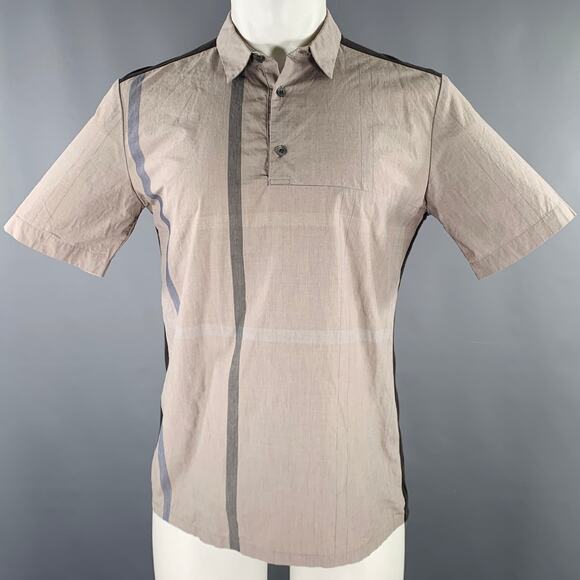 STEPHAN SCHNEIDER Size M Grey Taupe Mixed Fabrics Cotton Short Sleeve Shirt - Picture 1 of 4